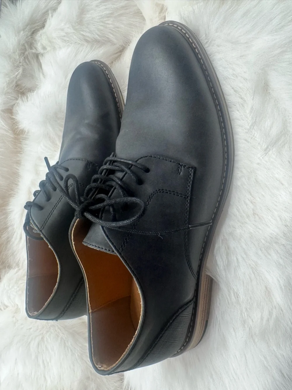 jf j.ferrar Men's Black Lace-Up Derby Shoes